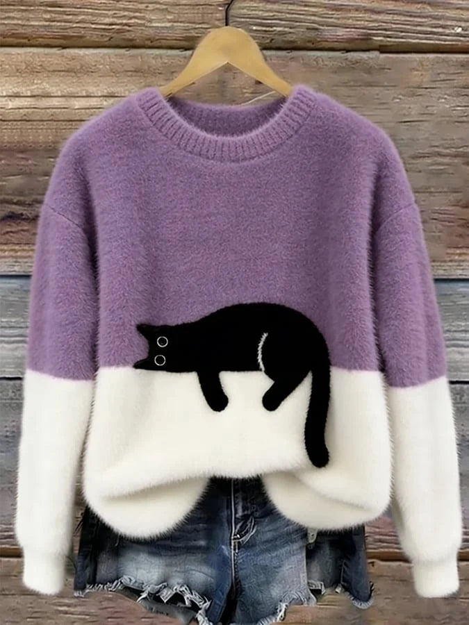 CARINE | JERSEY OVERSIZE ELEGANTE CON GATO