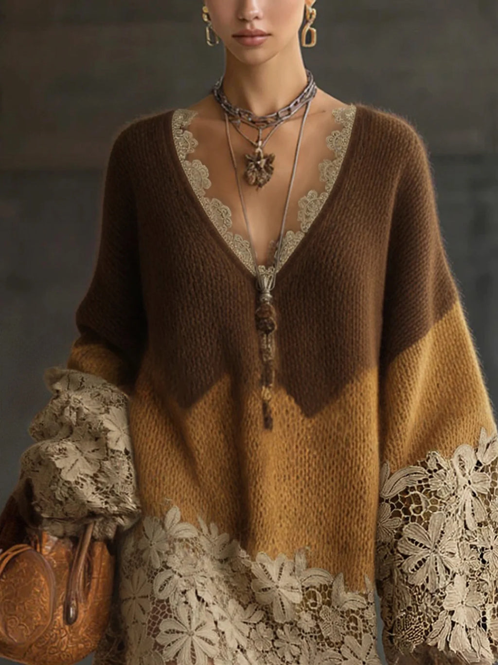 OTOÑO | VESTIDO CORTO DEGRADADO CON ENCAJE