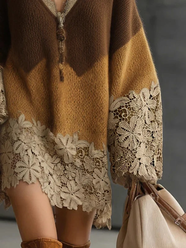 OTOÑO | VESTIDO CORTO DEGRADADO CON ENCAJE