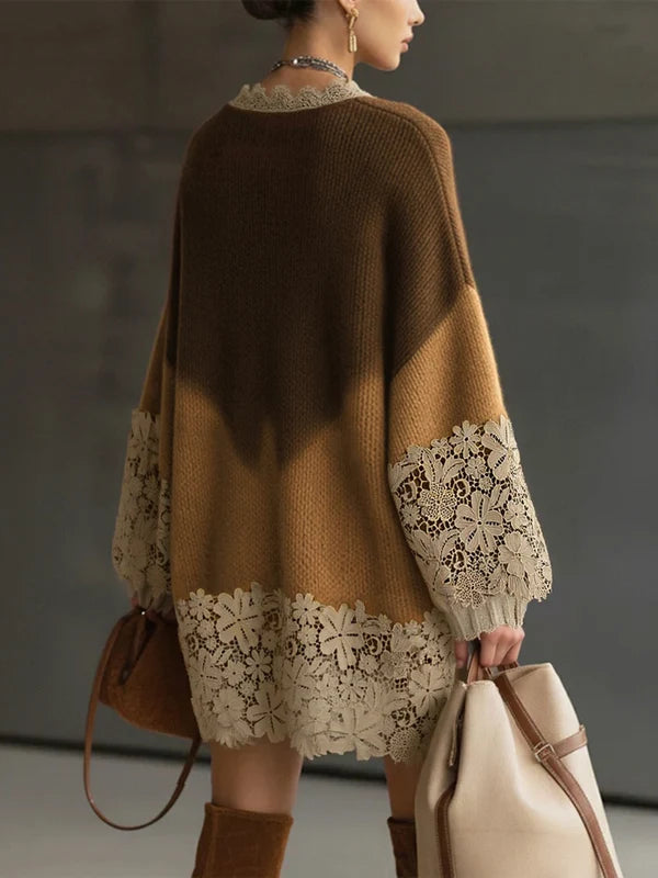 OTOÑO | VESTIDO CORTO DEGRADADO CON ENCAJE
