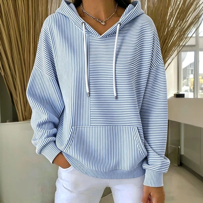 Alba | Sudadera con Capucha de Rayas Bicolor